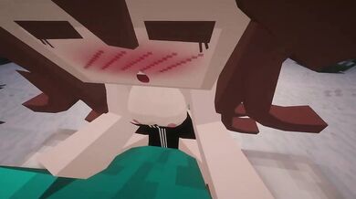 Crazy nymphomaniac Jenny gets destroyed in Minecraft snow creampie POV