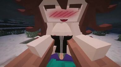 Crazy nymphomaniac Jenny gets destroyed in Minecraft snow creampie POV