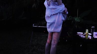 Asian Wife Deep Throats My BBQ Sausage and Gets Creampied in the Grass