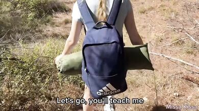 Roughly fucked a traveller in woods tight forest pussy drenched