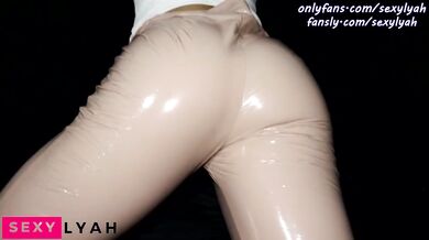 My shiny leggings ruined by my stepbrother's sticky shame