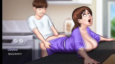 Big ass MILF mom gets pounded raw in the kitchen