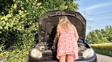 Stranger Destroys Big Ass Teen's Car Breaks Down Helping Fixes Then Fucks Her Rough In POV
