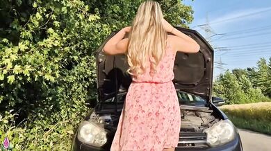 Stranger Destroys Big Ass Teen's Car Breaks Down Helping Fixes Then Fucks Her Rough In POV