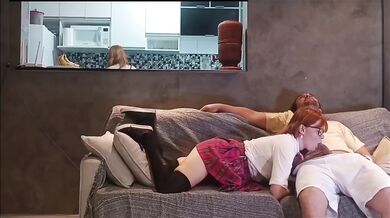 He fucked the schoolgirl then her mom deep throat creampie face fucked riding