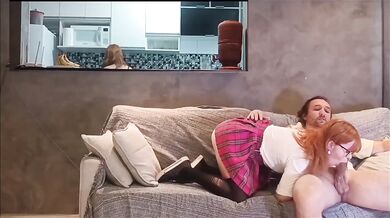 He fucked the schoolgirl then her mom deep throat creampie face fucked riding