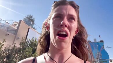 Nature nymph swallows Vegas load in hotel shower creampie
