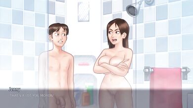 Sneaky sex with Stepsis in Summertime Saga blowjob cumshot creampie