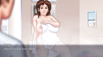 Stepmom hid in bathroom saw my cock vagina got wet Madura casero Summertime Saga