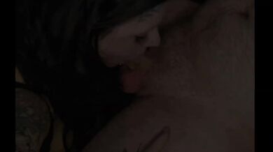 Goth wife sloppy deepthroat creampie doggystyle rough sex POV