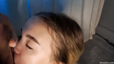 Accidentally fucked step sis Alina’s tight wet mouth sloppy blowjob cumshot