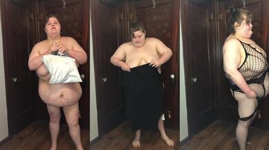 BBW tries on new lingerie in tight see-through set