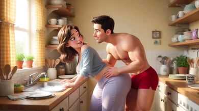 StepMom’s Dirty Laundry Secret Revealed Mid Phone Call cum shot
