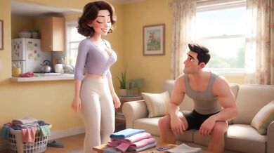 StepMom’s Dirty Laundry Secret Revealed Mid Phone Call cum shot