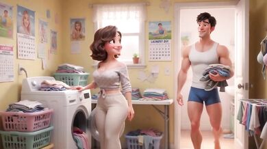 StepMom’s Dirty Laundry Secret Revealed Mid Phone Call cum shot