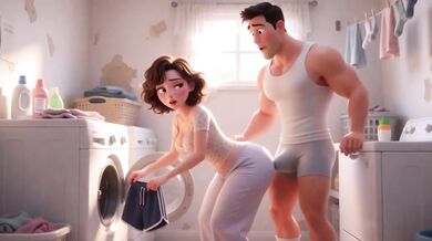 StepMom’s Dirty Laundry Secret Revealed Mid Phone Call cum shot