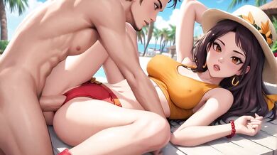 Straw Hat Beach Babe Gets Hard Fucked Till Creampie Pussy Gushes