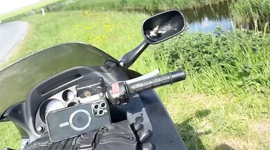 Public motorcycle fucking stranger outside Amsterdam nice view ass in your face