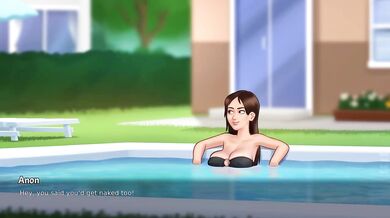 Pool sex gushing big ass babe ruined by thick cock in Summertime Saga hentai