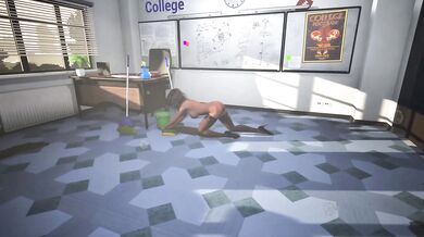 My naughty teacher cleans her classroom naked and serves my cock