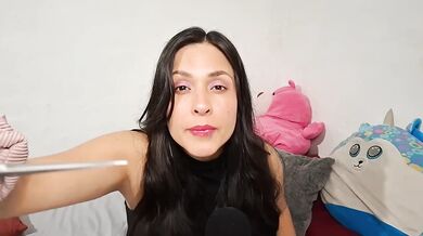 Your girlfriend trims your hair while fingering her dripping pussy