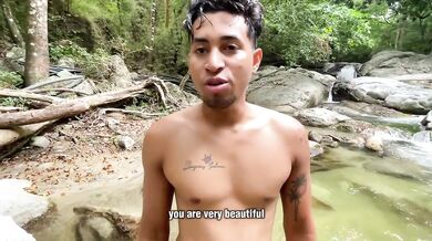 Girl denied by boyfriend fucks stranger in the river facefucked raw throat deep
