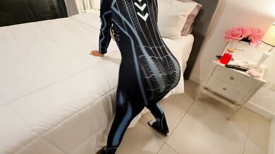 Spider suit fantasy ruined her throat gagging on thick cum