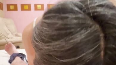 Japanese milf deep throats raw cumshot in mouth before swallowing every drop