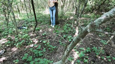 Public forest fucked from behind with huge cock thick creampie