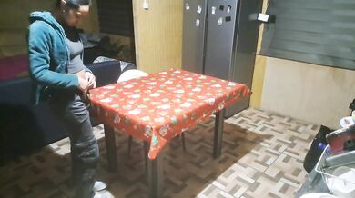 Stepbrother fucks me on the table while I'm alone gushing untouched bareback