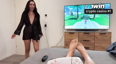 StepMom Shuts Down His Game Then His Dick Instead Cowgirl Ride Cum in Mouth