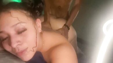 Cheating girlfriend sent special revenge message while face fucked in warehouse