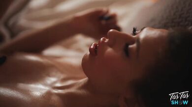 Brunette Goddess Chokes on Load After Sensual Massage Fucking
