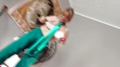 Aimee the mature MILF bitch sucks big hard cock while fingering her dripping pussy