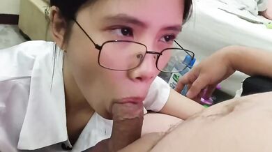 Japanese schoolgirl deepthroats him after class cum in mouth raw hd