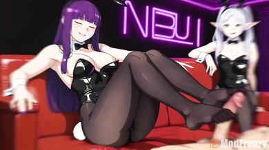 Bunny Frieren & Fern Backroom VIP Service Pounding Footjob Blowjob Hentai