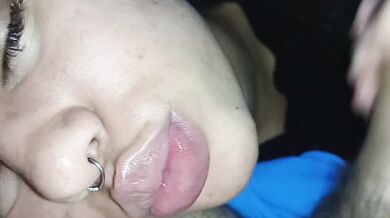 Big cumshot facefuck destroys horny stepsister mouth