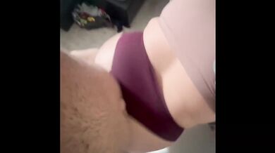 Milf thumb in ass while cleaning gets ass pounded and came on ass