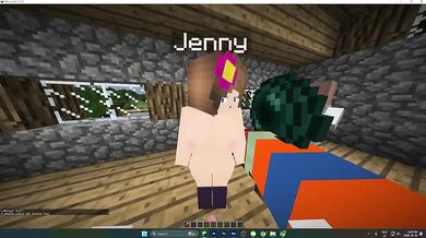 Jenny gets railed while playing Minecraft cartoon hentai sex game