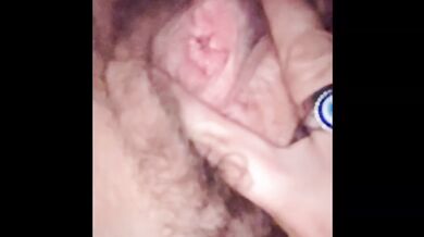Sneaky link asleep so I play with her hairy milf pussy till she squirts