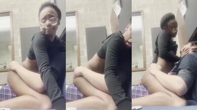 Silent Pussy Screams as Ebony Teen Gags on Older Man’s Big Thick Cock Riding Cowgirl