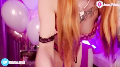 Ginger teen bday tease strips naked for naughty solo fun