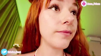Ginger teen tease strips naked for hot solo fun