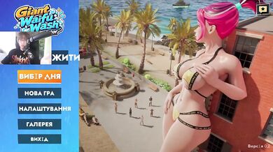Giantess crushes Ukrainian gamer in wash simulator