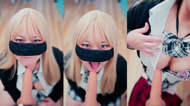 Japanese Schoolgirl gives professor a sloppy blowjob to save her credits cumshot