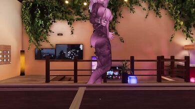 Table dancing babe gushes under dirty VRChat ass