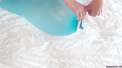 Redhead milf balloon pop solo orgasm fits her tight body and big nipples
