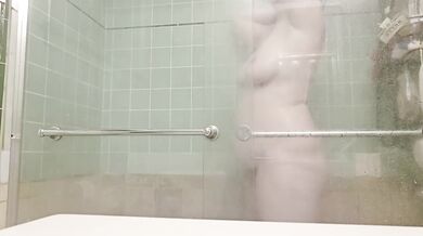 Violent shower voyeurism solo babe gets drenched with big ass on fire