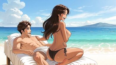 Blazing beach sex with Lory and Johnny sucking the sun out