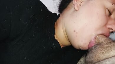 Extreme deep throat Latina gagging on inches of cock
